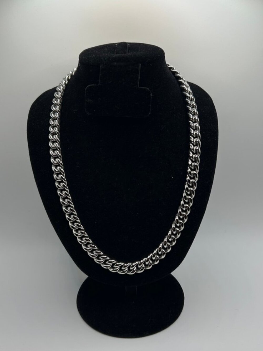 Real Silver Cuban Chain Stainless Steel Plated 10mm 24 Inch Mens Durable Solid